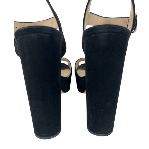 Prada Suede Platform Peep Toe Heels in Black - Picture 9 of 14